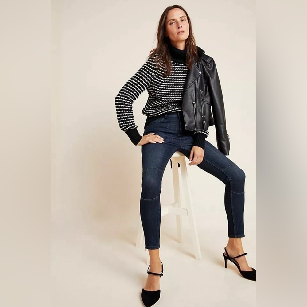 Anthropologie Pilcro High-Rise Moto Denim Leggings - Picture 4 of 16